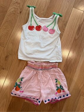 Mini Boden Cherry Tank and Fruit Shorts Set